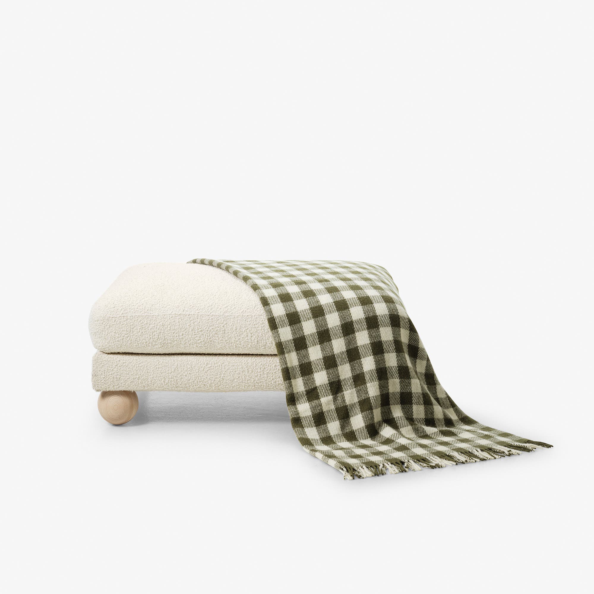 Wool blanket - Small Check - Moss / Antique White